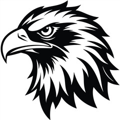Obraz premium Powerful Eagle Head Silhouette Vector Design