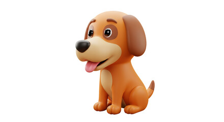 Isolated Cute Cartoon Puppy Dog Sitting and Smiling