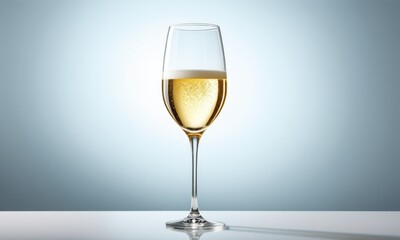 Elegant glass of sparkling champagne against a subtle gradient background