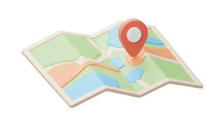 Isolated Map with Location Pin