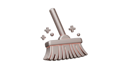 Isolated Broom with Sparkles Cleaning