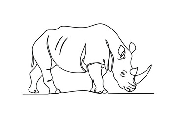 SingleLine Rhinoceros Drawing African Wildlife OneStroke Art