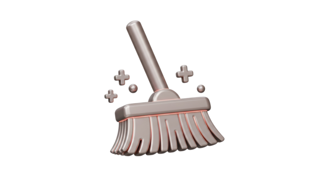 Isolated Broom with Sparkles Cleaning