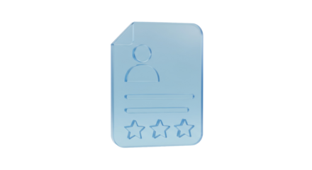 Isolated Stylized Blue Profile Card with Star Ratings in 3D