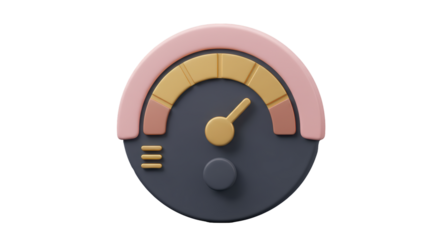 Isolated 3D Render of a Pastel Speedometer Instrument