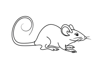 Cute Mouse Line Drawing Simple, Adorable, Small Rodent Illustration