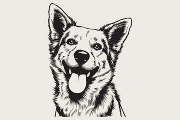 corgi dog Black and White Vector