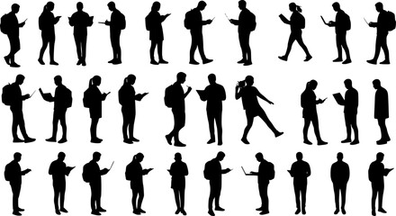 Fototapeta premium Set of silhouette of student. isolated on white background. vector set
