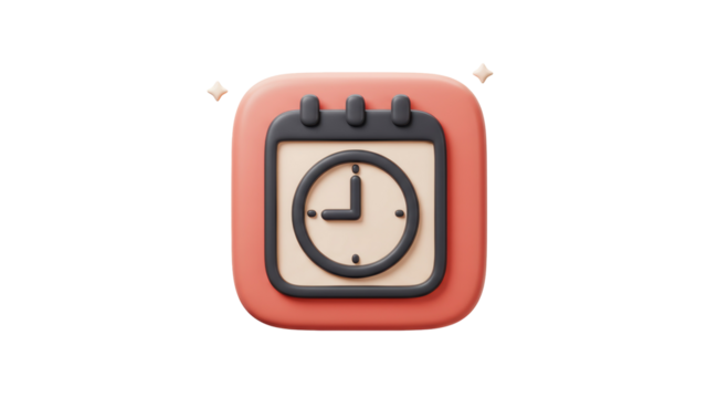 Isolated Calendar with Clock Face Representing Appointment Reminder