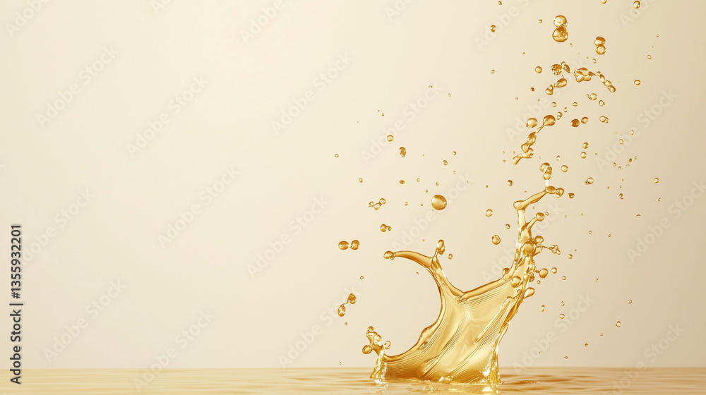 Poster dynamic liquid splatter: capturing the ephemeral beauty of a splash, this image features a golden li