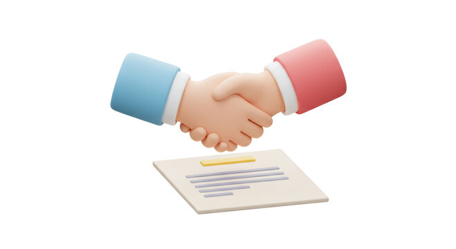 Isolated Handshake over Document Symbolizing Agreement and Partnership