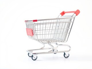 Empty Shopping Cart with Red Handles