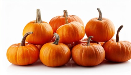 a heap of pumpkins isolated on white background