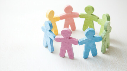 Harmony in Circle: A vibrant depiction of diverse figures joined in a colorful, close-knit circle. Symbolizing unity, teamwork, and the strength found in togetherness.