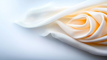 Soft, flowing fabric draped like a rose.  Cream and peach hues