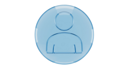 Isolated User Profile Icon in Blue Glass Style