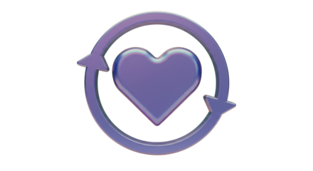 Isolated Heart Refresh Icon with Looping Arrows