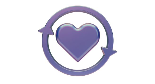 Isolated Heart Refresh Icon with Looping Arrows