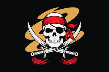 pirate skull Black and White Vector
