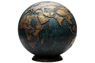 Vintage globe with detailed continents, showcasing a classic design and rich textures, perfect for educational or decorative use.