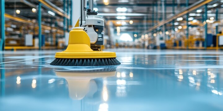 Industrial Floor Cleaning Machine in Action