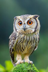 Fototapeta premium Asian Scops Owl with forest perch.