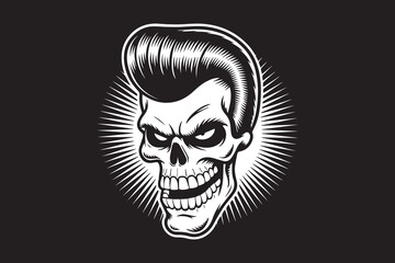 skull hairstyle Black and White Vector