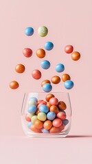 Candies Falling into Glass