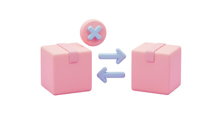 Isolated Boxes with Arrows Indicating Exchange or Return Policy