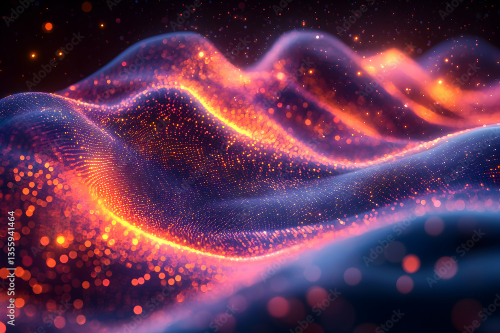 Poster abstract digital art depicting waves of energy. use as a background for technology-related themes. a