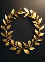 Golden Laurel Wreath on Black Background