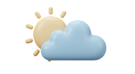 Isolated Cartoon Sun and Cloud Weather Icon