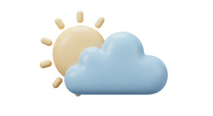 Isolated Cartoon Sun and Cloud Weather Icon