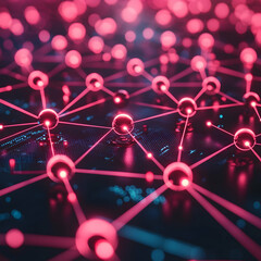 This image shows a network of glowing spheres and lines. It suggests data flow or interconnectedness. Perfect for tech or science visuals.