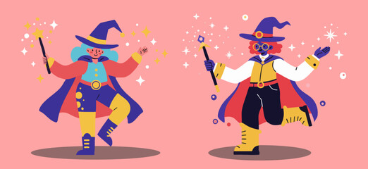 Playful Wizard Duo Illustration