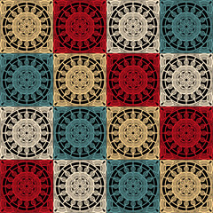 Pattern with crochet granny square wallpaper handmade decorative art design print	

