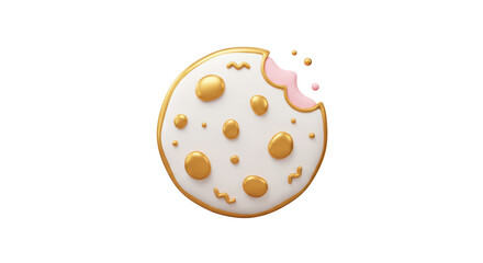 Isolated Bitten Cookie with Gold Drizzle