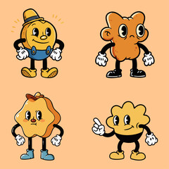 Fototapeta premium Retro Cartoon Snack Characters Collection