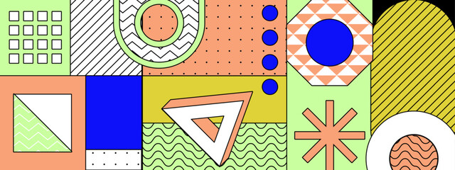 colorful abstract geometric artwork in a modern and vibrant design vector illustration. Great for digital banner, website background, and business presentation