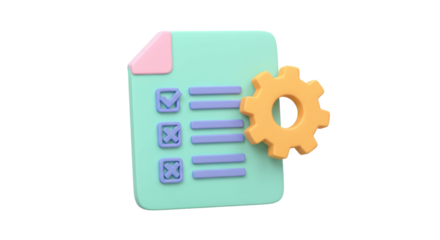 Isolated Checklist Document with Gear Icon