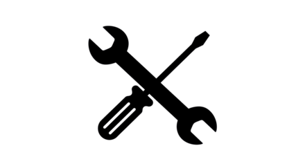 Isolated Crossed Wrench and Screwdriver Silhouette