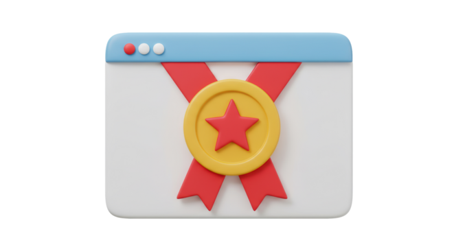 Isolated Web Browser Window with Award Medal