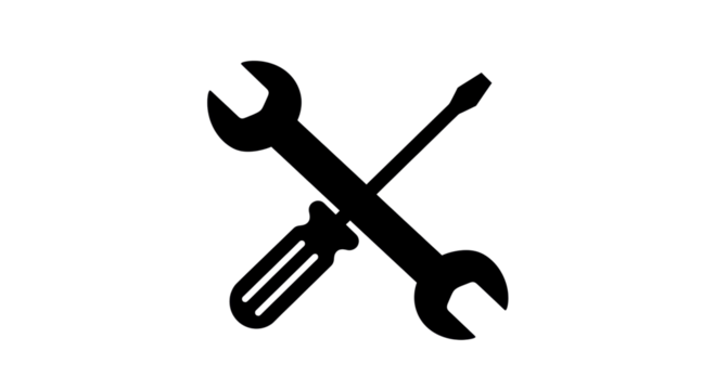 Isolated Crossed Wrench and Screwdriver Silhouette - Powered by Adobe