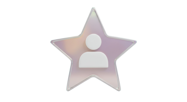 Isolated Star Badge with User Icon Silhouette