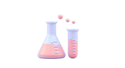 Isolated Erlenmeyer Flask and Test Tube with Pink Liquid