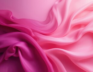 Obraz premium Elegant Draped Pink and Magenta Silk Fabric Texture Background Soft Gradient Colors for Design