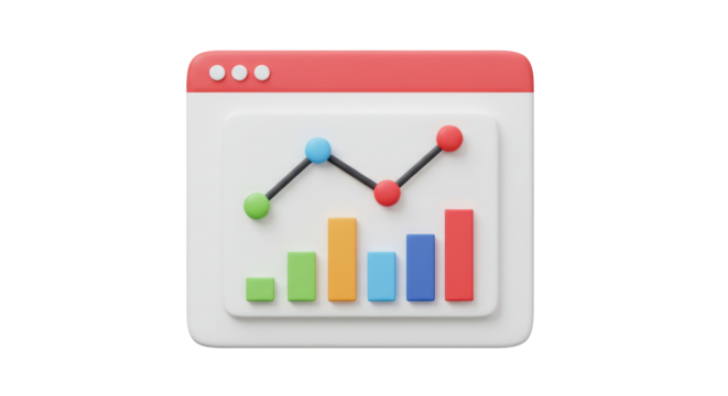 Isolated Website Window Displaying Business Growth Chart