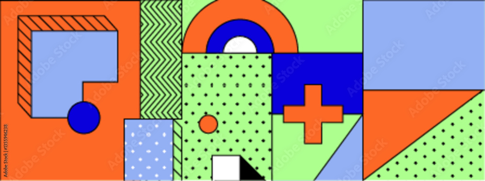 Poster colorful abstract geometric background with modern shapes and patterns vector illustration