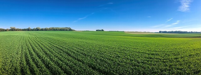 Obraz premium Vast Green Field Under a Bright Blue Sky