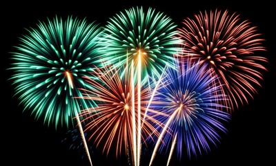 Fototapeta premium Vibrant nighttime fireworks display exploding in colorful spectacle